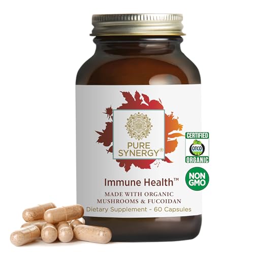 PURE SYNERGY Immune Health | Immune Support Mushroom Supplement | Astragalus and Beta-Glucan Extracts with Organic Functional Mushroom Mycelia | for Year-Round Immune Support (60 Capsules)