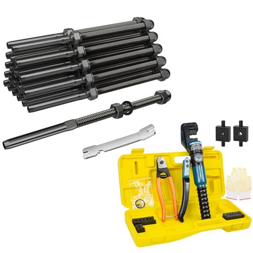 BLIKA 20 Pack 6' Long 1/8' Black Swage Threaded Studs and 10 Ton Hydraulic Crimping Tool and Cable Cutter