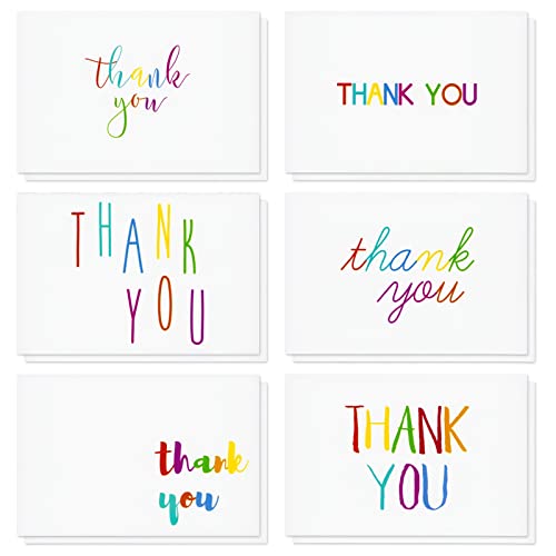 Juvale 48 Pack 4x6-inch Bulk Thank You Cards with Envelopes - Appreciation Gift Note for Teachers and Kids (6 Assorted Designs)
