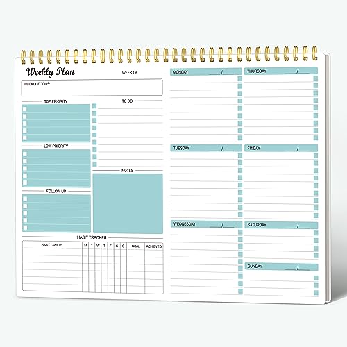 Weekly Planner Notepad Undated Weekly Goals Schedule Planner To Do List Notebook Planning Pad Calendars Organizers Habit Tracker Journal for Man & Women,52 Weeks (8.5x12')