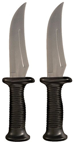 Star Power Halloween Weapon Fake Rubber Knife Black Grey 10 inches - Pack of 2