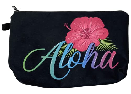 Aloha Designs ALOHA Cosmetic Bag for Women Roomy Makeup Bag Travel Splash-proof Toiletry Bag Accessories Organizer and Womans Pouch. Aloha Water-resistant Beach Bag Pouch. Plus 1 Aloha Decal Sticker