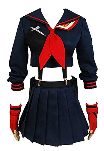 Ya-cos Halloween KILL la KILL Girl's Ryuko Matoi Dress Suit Cosplay Costume Navy Womens: Large