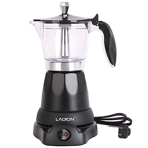 LAOION Cuban Coffee Maker, 6 Cup Electric Espresso Coffee Maker, 300ml Portable Cafeteras Electricas Modernas, Electric Moka Pot with Detachable Base & Overheat Protection, Coffee Gift for Home Travel