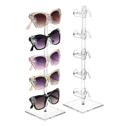 MOOCA 2 Pcs Set Premium Acrylic Sunglass Organizer, Glasses Holder, Sunglass Holder, Glasses Stand, Eye Glass Holder, 5 Frames for Each Holder