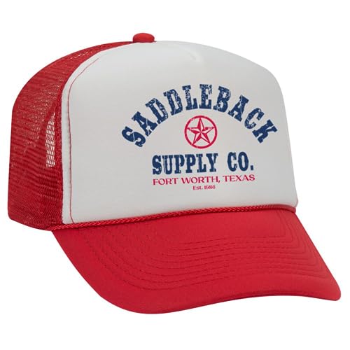 Saddleback Supply Foam Snapback Trucker Hat Lone Star Logo-Red/w/red