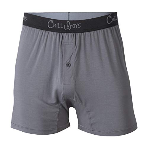 Chill Boys - Cool, Comfortable, Soft & Breathable Mens Underwear - Men's Boxers (XL Grey) - Imported 95% Viscose from Bamboo / 5% Spandex