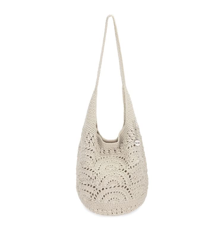 The Sak 120 Hobo in Crochet, Large Shoulder Purse with Single Strap, Natural Fan