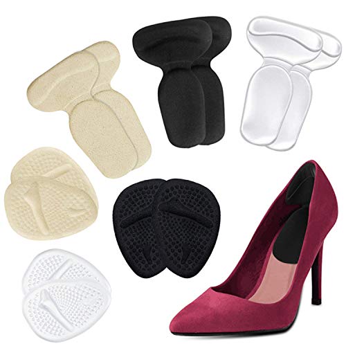 ONUEMP Heel Grips, High Heel Cushion Inserts for Too Big Shoes, Reusable Anti-Slip Shoe Pads Foot Insoles and Metatarsal Pads for Women, Heel Blister Prevention - 6 Pairs
