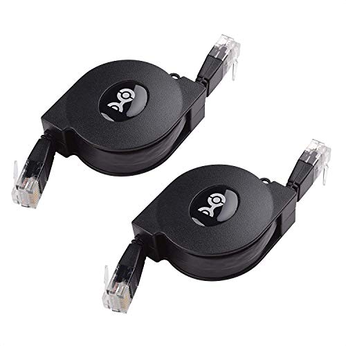 Cable Matters 2-Pack Retractable Ethernet Cable 3ft (Retractable Cat 5e Cable, Retractable Cat 5 Ethernet Cable, Cat5e Cable) Supporting 10/100/1000 Mbps Gigabit Ethernet