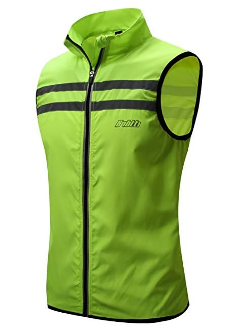 bpbtti Men's Hi-Viz Safety Running Cycling Vest - Windproof and Reflective (Large - Chest 43-45', Yellow)