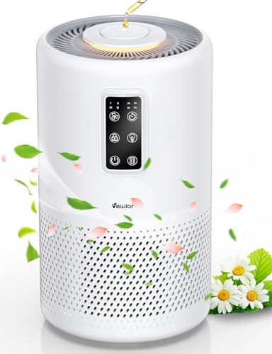 Air Purifiers for Home Large Room up to 1076ft², VEWIOR H13 True HEPA Air Purifier for Bedroom with night light, Fragrance Sponge, Sleep Mode, Timer, Lock, Air Cleaner for Wildfire Smoke Odor Dander