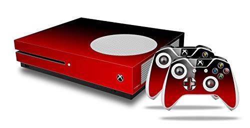 WraptorSkinz Decal Vinyl Skin Wrap Compatible with Xbox One S Console and Controllers - Smooth Fades Red Black