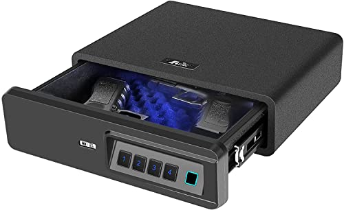 Biometric Fingerprint Safe, Slide-Away Handgun Safe for Two Pistols Storage Safe Drawer Safe for Home and Vehicle (Biometric Fringerprint Safe)