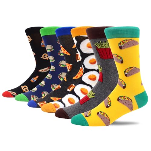 MAKABO Men's Fun Food Socks Colorful Funny Novelty Casual Men Cool Crew Socks Packs Still Vibrant Stylish Eye Catching Bad Boys(Sock size: 10-13 | Shoe size: 6-12