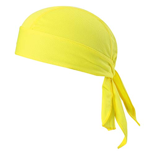 TOPLOR Sweat Wicking Beanie Cap Hat Skull Cap Pirate Hat Bandana Head Wrap for Men and Women Yellow