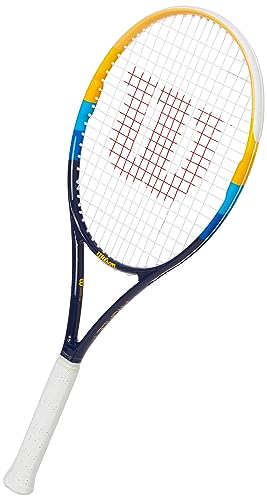 Wilson Profile Adult Recreational Tennis Racket - Grip Size 3 - 4 3/8', Blue/Orange