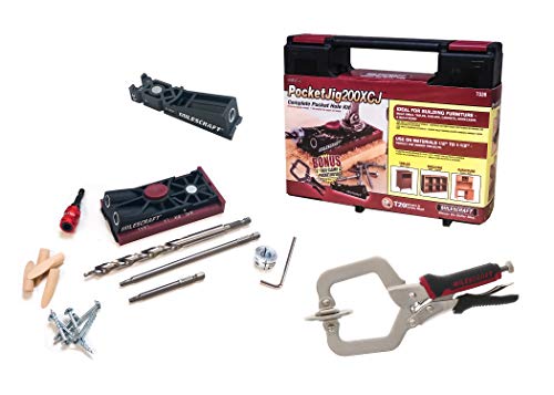 Milescraft 7336 Pocket Jig 200XCJ - Pocket Hole Bundle with Double Barrel Pocket Hole Jig, Single Barrel Pocket Hole jig, 2' Face Clamp, And Accessories Needed With Any Pocket Hole Project