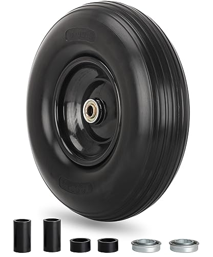 GICOOL 4.00-6 Flat-free Solid Tire and Wheel, 13' Wheelbarrow Tire, with 5/8' Axle Bore Hole, 1.75' Center Hub for Wheelbarrow Cart Lawn Mover Go Kart Replacement Tire, 1 Pcs