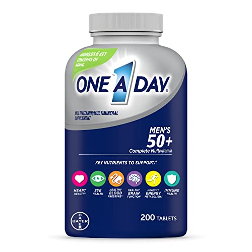 One A Day Men’s 50+ Healthy Advantage Multivitamin, Multivitamin for Men with Vitamins A, C, E, B6, B12, Calcium and Vitamin D, Tablet, 200 Count (Pack of 1)