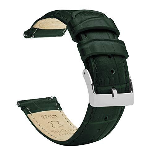 BARTON WATCH BANDS 20mm Forest Green - Alligator Grain - Quick Release Leather Watch Bands