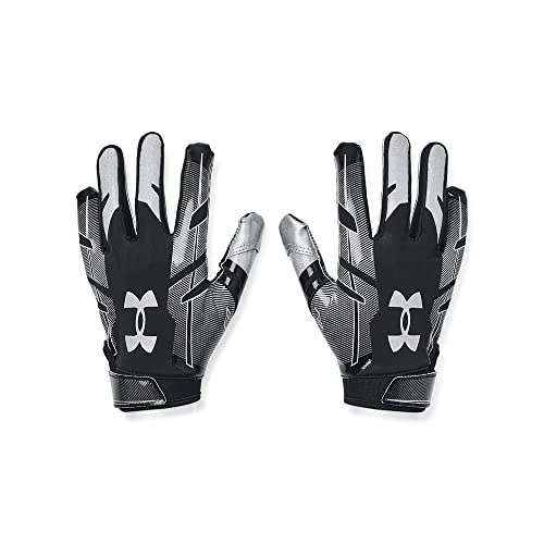 Under Armour boys Youth F8 Football Gloves , Black (001)/Metallic Silver , Youth Small