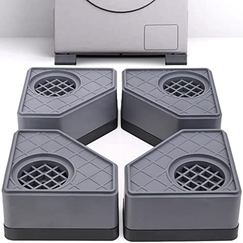 Anti Vibration Pads for Washing Machine - Washer and Dryer Pedestals High Hard Wearing Square Rubber Foot Pads, Noise Cancelling and Shock Support Protects Pedestals (4 Pcs)