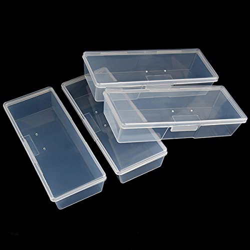 Maryton Clear Box Storage Case for Organizing Professional Pedicure Manicure Kit and Nail Supplies, Plastic Box Nail Art Kits Tools Organizer, 4-Count
