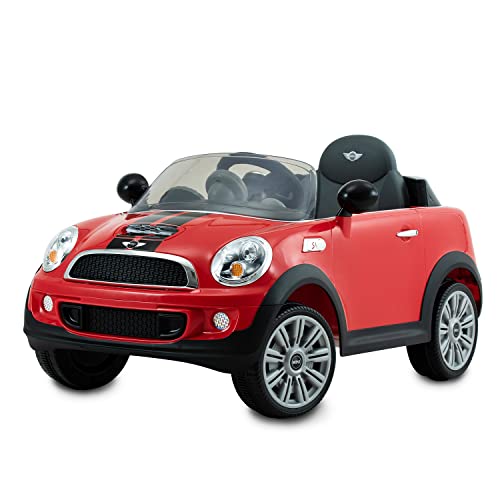 Rollplay Mini Cooper S 6V Electric Car for Kids Featuring Realistic Engine and Horn Noises with Working LED Headlights, Folding Mirrors, and a Top Speed of 2.5 MPH, Red
