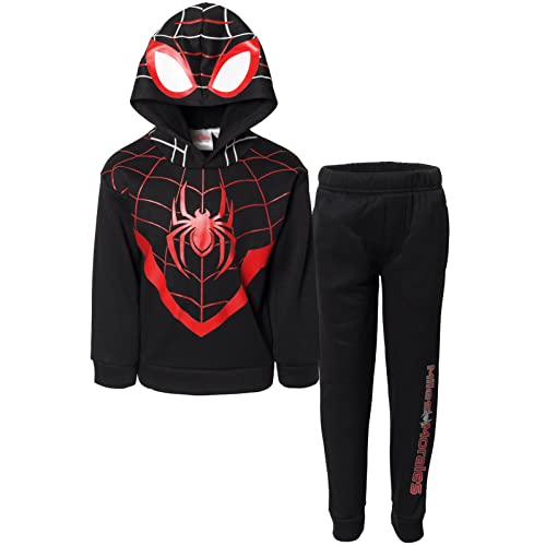 Marvel Spider-Man Miles Morales Little Boys Fleece Cosplay Pullover Hoodie and Pants Outfit Set 7-8
