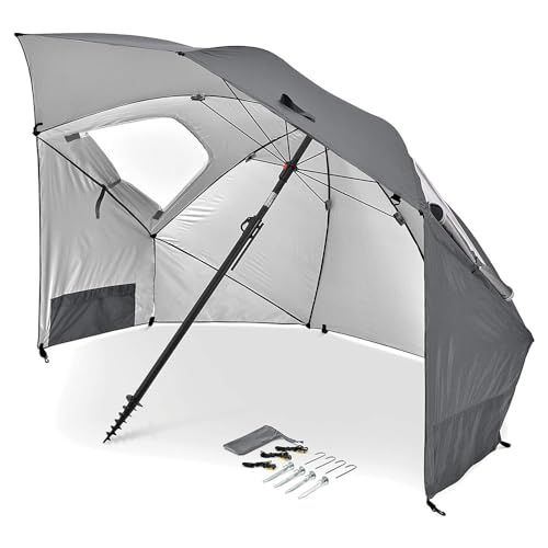 Sport-Brella Premiere UPF 50+ Umbrella Shelter for Sun and Rain Protection (8-Foot, Gray)