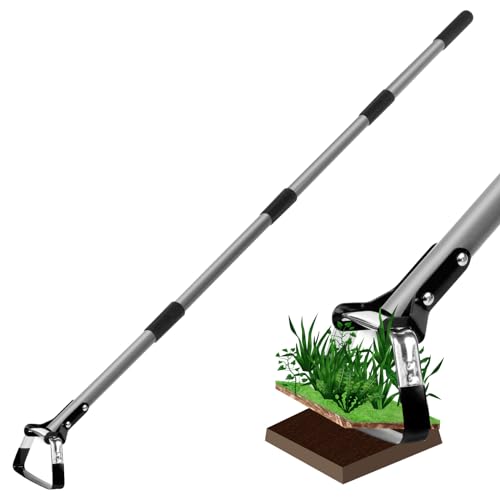 Walensee Action Hoe for Weeding Stirrup Hoe Tools for Garden Hula-Ho with Adjustable 56 Inch Scuffle Loop Hoe Gardening Weeder Cultivator, Sharp Durable Metal Handle Weeding Rake with Cushioned Grip