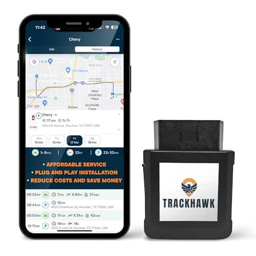 Trackhawk GPS Tracker for Cars, Trucks, SUV Vehicles - OBD Port Fleet Monitor - Real-Time Location & Vehicle Data - Geofence, Engine Health - Swift Effortless Installation - Subscription Required