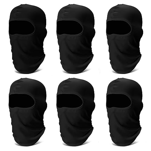 6 Pack Balaclava Ski Face Mask: Cooling Neck Gaiter Full Head Mask Breathable Face Cover Hood Mask Scarf Motorcycle Gator for Men Women Cycling Fishing Running Sun Protection Outdoor, Black