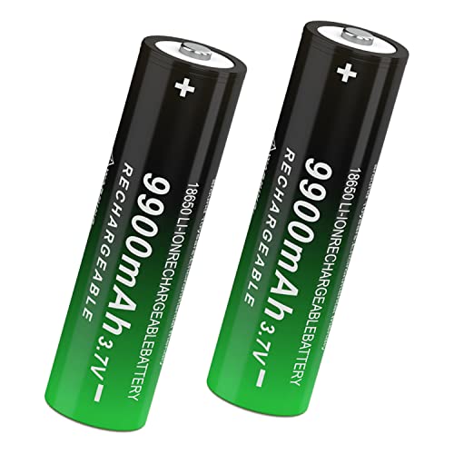 CWUU 18650 Rechargeable Battery 3.7V 9900mah High Capacity for Flashlight 240313 (Button Top, 2 Pack)