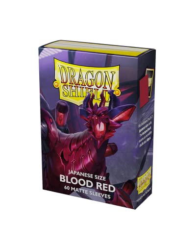 Arcane Tinmen Dragon Shield Sleeves – Matte Japanese: Blood Red 60CT - Card Sleeves are Smooth & Tough - Compatible with Yugioh & Cardfight Vanguard (AT-11150)