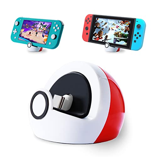 Antank Tiny Charging Dock Compatible with Nintendo Switch/Switch Lite/Switch OLED, No Projection Charging Stand, Mini Portable Docking Station Easy for Travel White & Red
