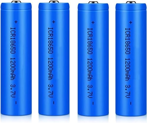 18650 Batteries 3.7V 1200mAh Lithium li-ion Rechargeable Battery, Li-ion Icr 18650 1200mah 3.7v 4.44wh Rechargeable Batteries, for LED Flashlight, Headlamps, Doorbells, RC Cars(4pack, Button Top)