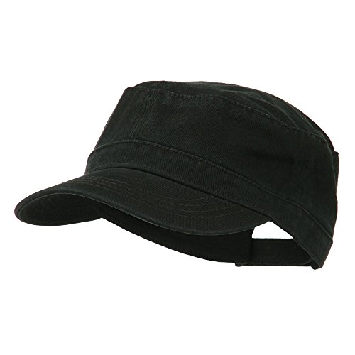 Garment Washed Adjustable Army Cap - Black OSFM