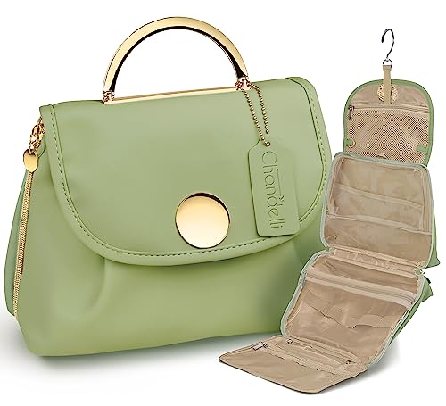 Chandelli Travel Toiletry Bag for Women for Travel Size Toiletries, Perfect Gifts for Mom, Coolest Gifts for Women Who Have Everything, Great Hanging Makeup & Cosmetic Bag Too (Sage Green, Medium)