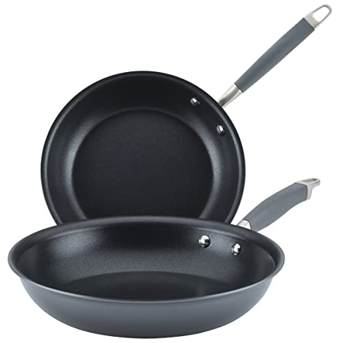 Anolon Advanced Home Hard-Anodized Nonstick Skillets (2 Piece Set- 10.25-Inch & 12.75-Inch, Moonstone)