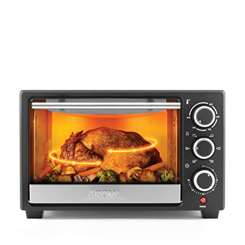 AROMA Turbo 6-in-1 Countertop Convection Oven, Toaster Oven, and Roaster Oven with Circulating 450-Degree Heat （ABT-316B）, Black
