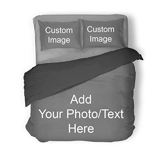 Custom Bedding Set with Photo & Text, Personalized Kids Duvet Cover Sets with 2 Pillowcases Gift for Family Girls Boys (No Comforter)