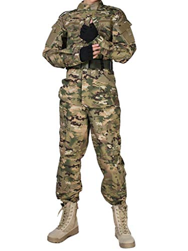 AKARMY Unisex Lightweight Military Camo Tactical Camo Hunting Combat BDU Uniform Army Suit Set MCF CP