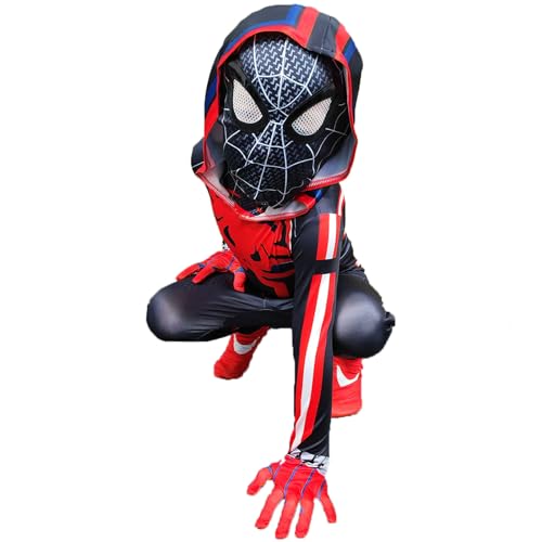 BeJoYoLY Super Hero Costume for Kids, Halloween Costumes Cosplay 3D Spandex Bodysuit Jumpsuit with Mask for Boys Children (S(Height 41-45inches))