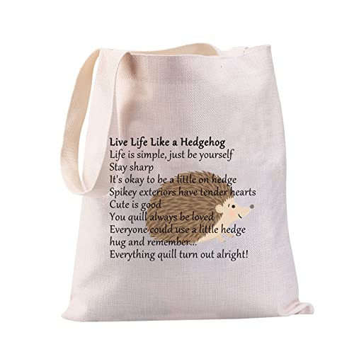 JYTAPP Hedgehog Gifts For Women Live Life Like a Hedgehog Tote Bag Hedgehog Lover Gift Animal Lover Gift