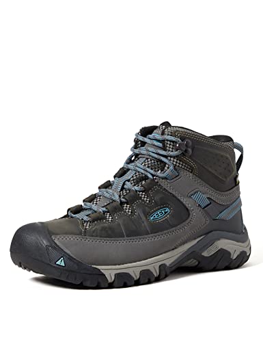 KEEN Women's Targhee 3 Mid Height Waterproof Hiking Boots, Magnet/Atlantic Blue, 10.5
