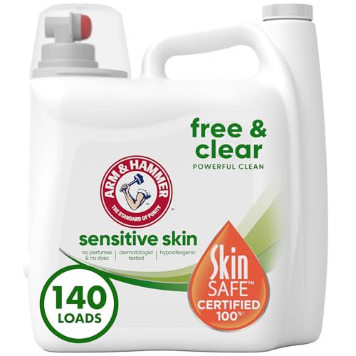 Arm & Hammer Sensitive Skin Free & Clear, 140 Loads Liquid Laundry Detergent, 140 Fl oz