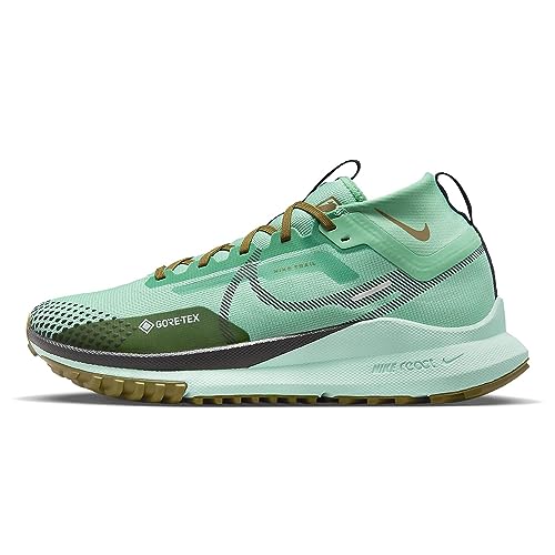 Nike Men's React Pegasus Trail 4 GTX Sneaker, Spring Green/Olive Flak/Mint Foam/Black, 8.5 US