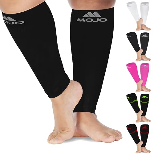 Mojo Compression Socks 5XL Calf Sleeves for Wide Ankles and Legs - Footless Graduated Support Stockings for Women and Men with Lymphedema, DVT, and CVI - Black, XXXXX-L - 1 Pair